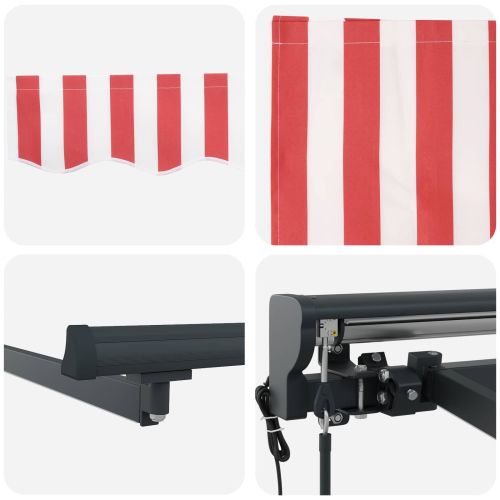 Електрически разтегателен навес Червено, Бяло, Антрацит 4 × 3 m