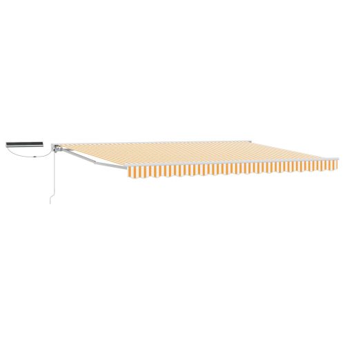 Електрически разтегателен навес Жълт и бял 4,5 × 3 m