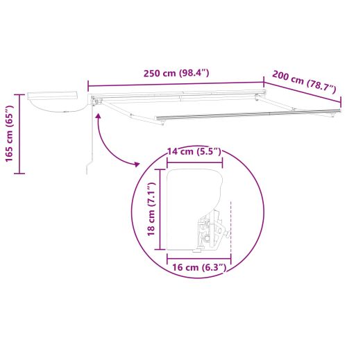 Електрически разтегателен навес Синьо, Бяло, Антрацит 2,5 x 2 m
