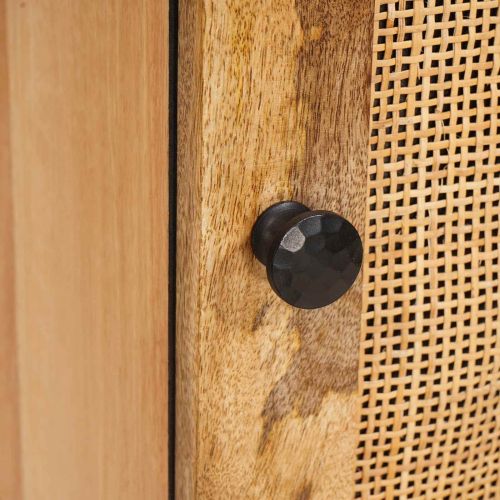 Висок шкаф с врата Кафяво 90 x 33 x 75 см Солидно мангово дърво