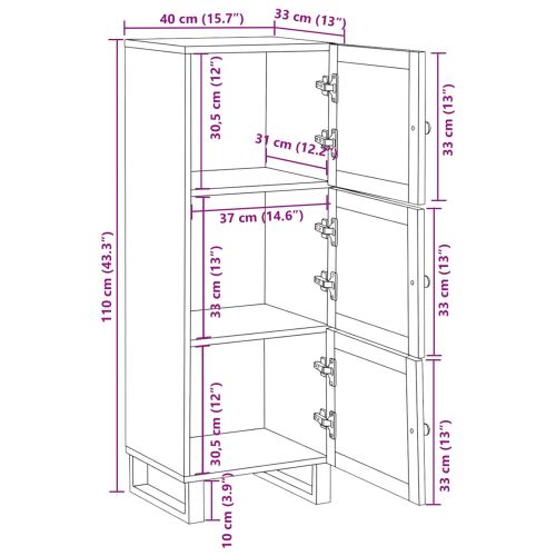 Висок шкаф с врата Кафяво 90 x 33 x 75 см Солидно мангово дърво