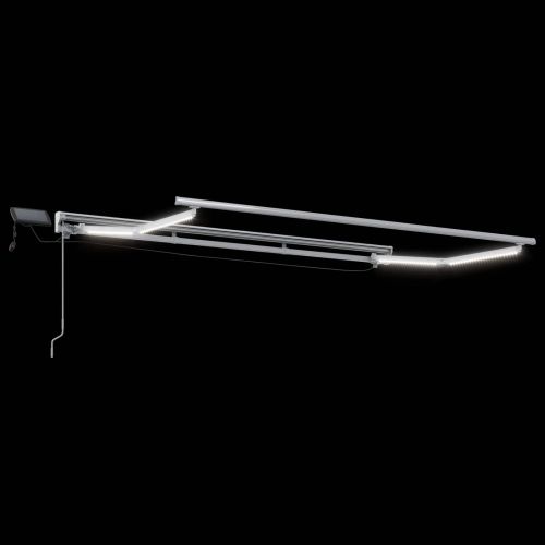 Ръчна рамка за сенник с LEDs Бял 3,5 x 2 m Алуминий