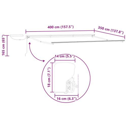 Електрическа разтегателна рамка за сенник Антрацит 4 × 3,5 m