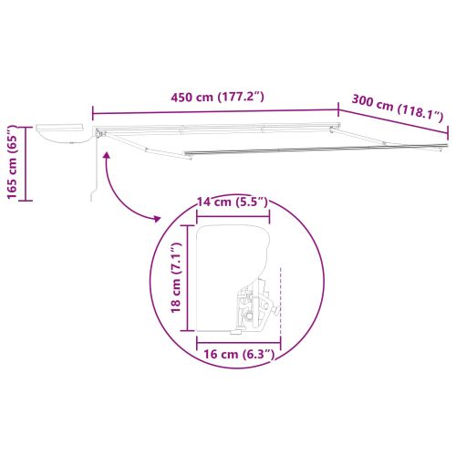 Електрическа разтегателна рамка за сенник Антрацит 4,5 × 3 m