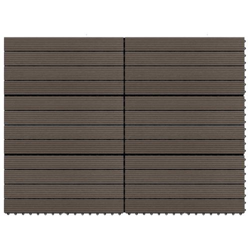 Плочка за decking 6 pcs Тъмен кафяв 60 x 30 cm WPC