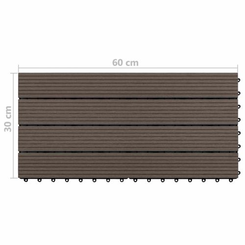 Плочка за decking 6 pcs Тъмен кафяв 60 x 30 cm WPC