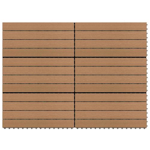 Плочка за decking 6 pcs Кафяво 60 x 30 cm WPC