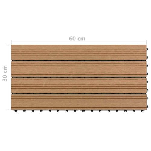 Плочка за decking 6 pcs Кафяво 60 x 30 cm WPC