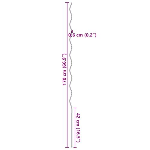 5 бр Спирални колчета за растения, 170 см, поцинкована стомана