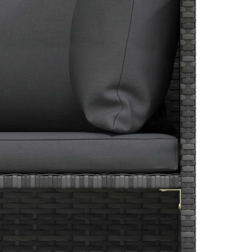 Градински комплект с възглавници, 4 части, полиратан, сив