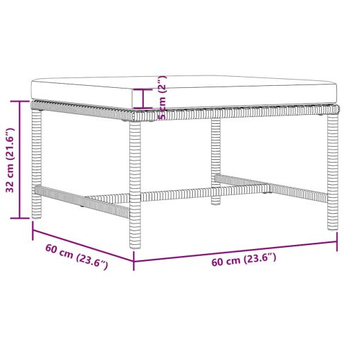 Градински комплект с възглавници, 4 части, полиратан, сив