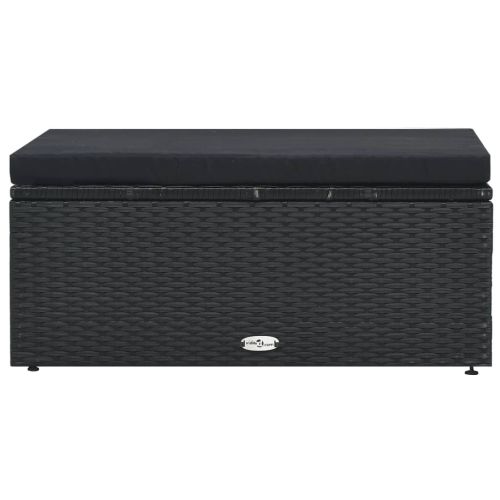 Градински комплект с възглавници, 5 части, полиратан, черен