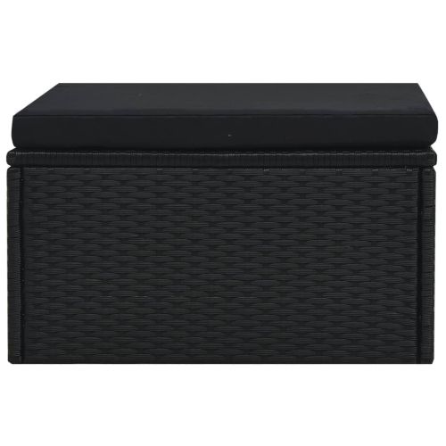 Градински комплект с възглавници, 5 части, полиратан, черен