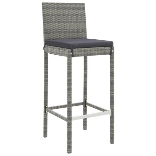 Градински бар комплект с възглавници 7 части сив полиратан