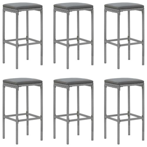 Градински бар комплект с възглавници 7 части сив полиратан