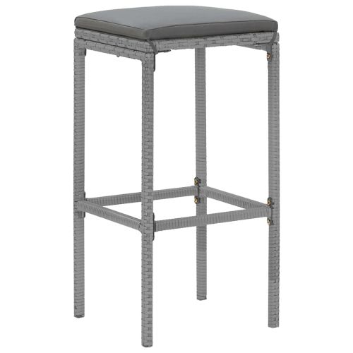 Градински бар комплект с възглавници 7 части сив полиратан