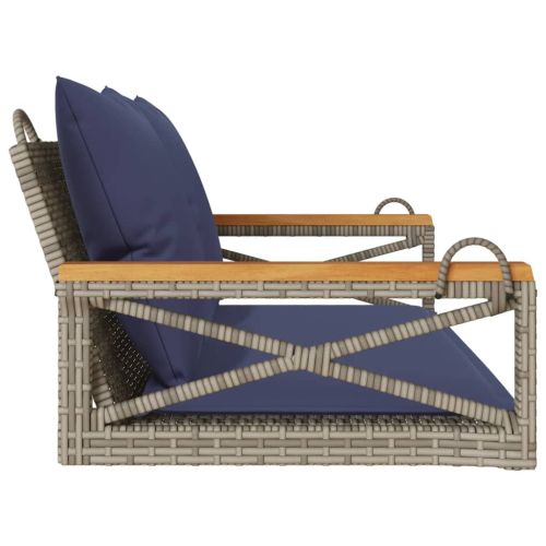 Пейка-люлка с възглавници, сива, 109x62x40 см, полиратан