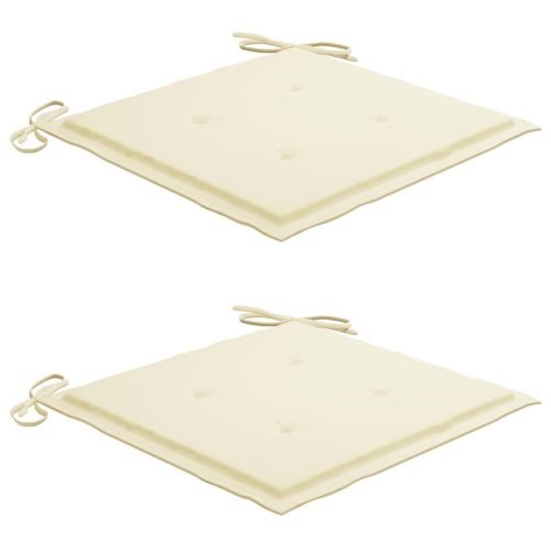 Градински столове, 2 бр, с възглавници, тиково дърво масив