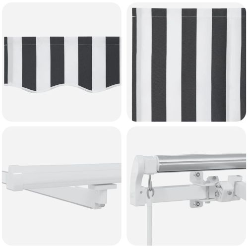 Ръчно прибираща се тента с LED, антрацит и бял, 500x300 см