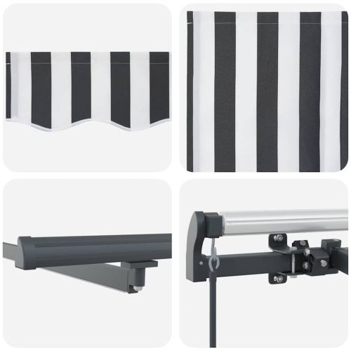 Ръчно прибираща се тента с LED, антрацит и бял, 500x350 см