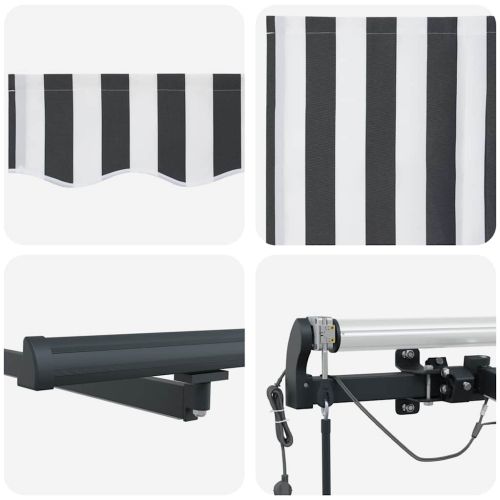 Автоматично прибираща се тента с LED антрацит и бял 500x300 см