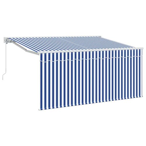 Сгъваем навес Синьо и бяло 300 x 200 cm Полиестер и алуминий