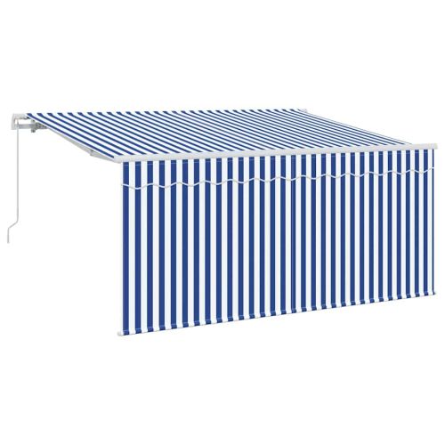 Сгъваем навес Синьо и бяло 300 x 200 cm Полиестер и алуминий