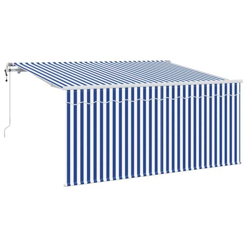 Сгъваем навес Синьо и бяло 300 x 200 cm Полиестер и алуминий