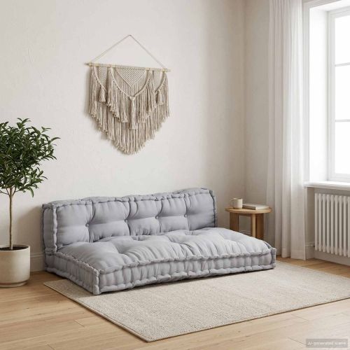 Кушон за палетен диван 2 pcs Сиво 120 x 80 x 38 см Текстил