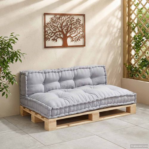 Кушон за палетен диван 2 pcs Сиво 120 x 80 x 38 см Текстил