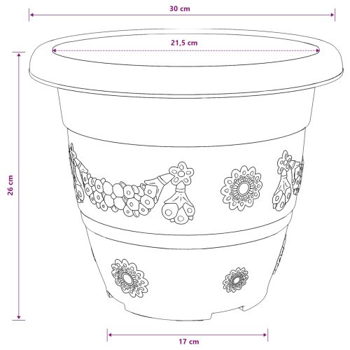 Кръгла саксия за цветя 24 pcs Червено тухла Ø 30 x 25 см