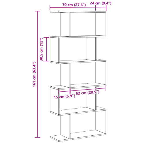 Шкаф за книги Черния дъб 70 x 24 x 161 см Инженерно дърво