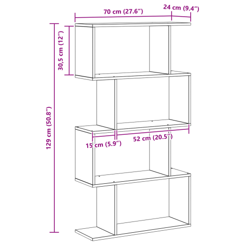 Шкаф за книги Черния дъб 70 x 24 x 129 см Инженерно дърво