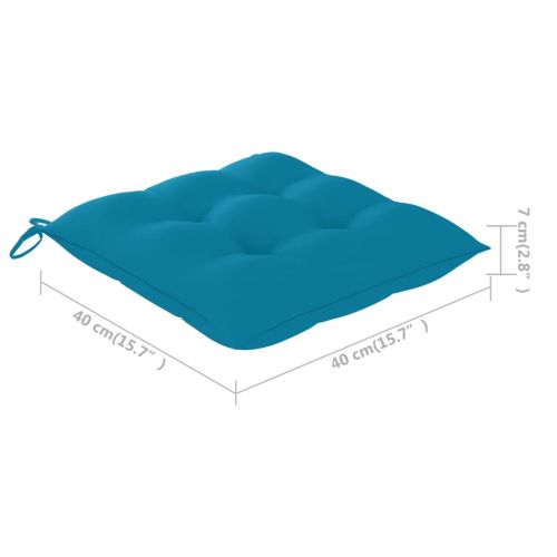 Градински столове със светлосини възглавници 6 бр тик масив