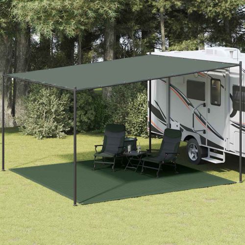 Килим за палатка, 400x400 см, тъмнозелен, HDPE