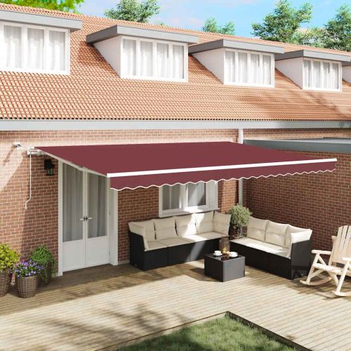 Автоматично прибираща се тента с LED, бордо, 500x300 см