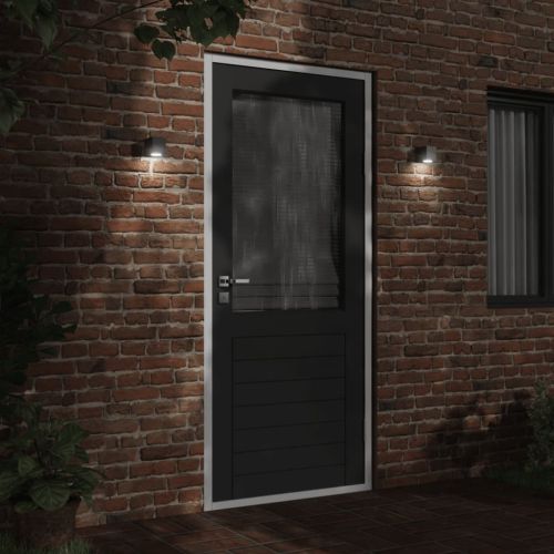 Външни стенни лампи, 2 бр, черен, лят алуминий