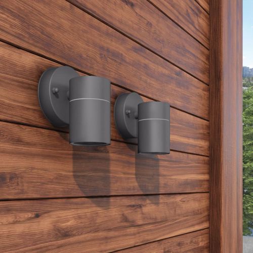 Фасаден аплик, 2 бр, неръждаема стомана, светещ надолу