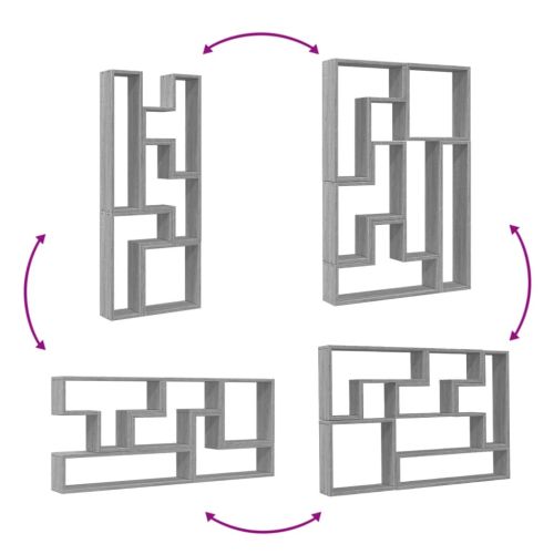 Стенен рафт, сив сонома, 96x12x64 см, инженерно дърво
