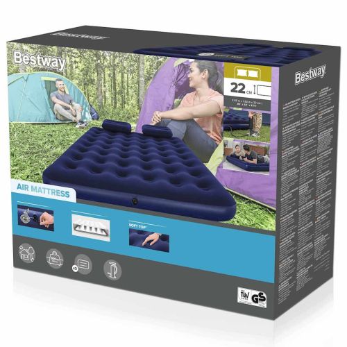 Bestway Надуваем матрак с възглавница и помпа, 203x152x22 см, 67374