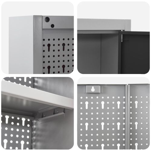 Работен кабинет 10 pcs Черно Инженерна дървесина и стомана