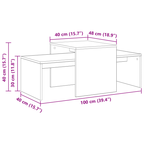 Стифиращи масички Черния дъб 100 x 48 x 40 см Инженерно дърво