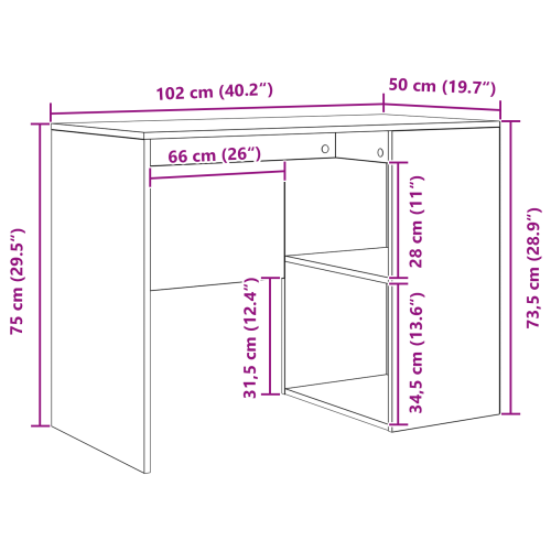 Ъглово бюро с чекмедже Бяло 102 x 88 x 75 см