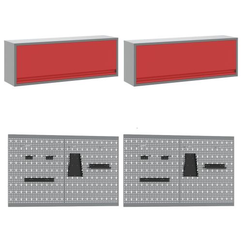 Комплект работни шкафове с чекмедже с заключване 10 pcs Червено