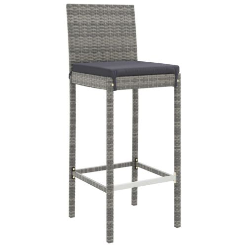 Градински бар комплект с възглавници 5 части сив полиратан