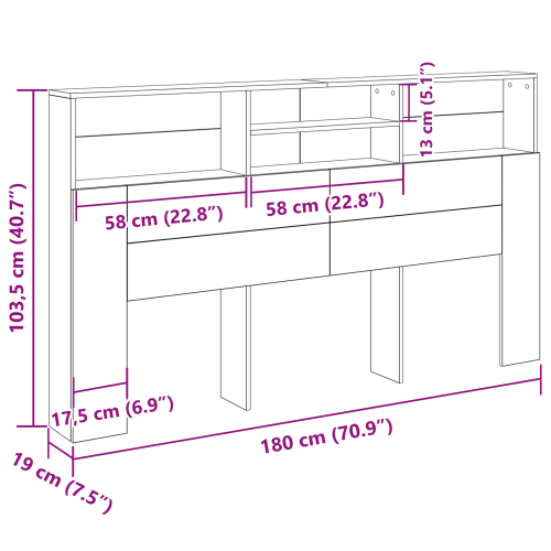 Табла за легло Черния дъб 180 x 19 x 103,5 cm Инженерно дърво