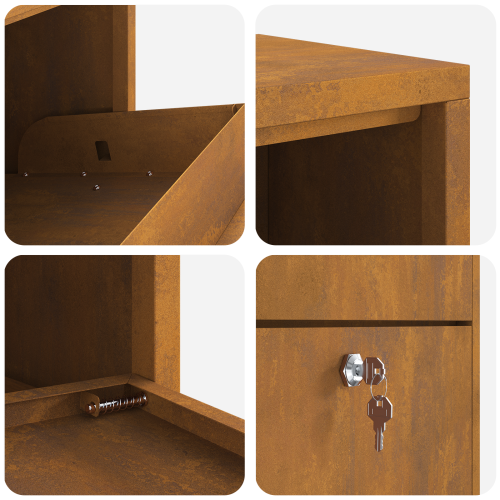 Пощенска кутия за пратки с врата Ръждясало 44 x 22 x 82 см