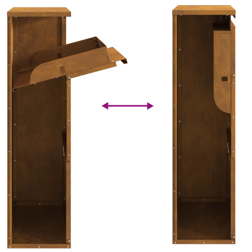 Пощенска кутия за пратки с врата Ръждясало 44 x 22 x 82 см