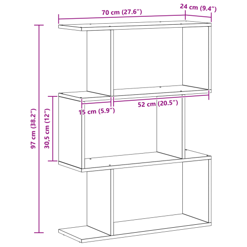 Шкаф за книги Черния дъб 70 x 24 x 97 см Инженерно дърво