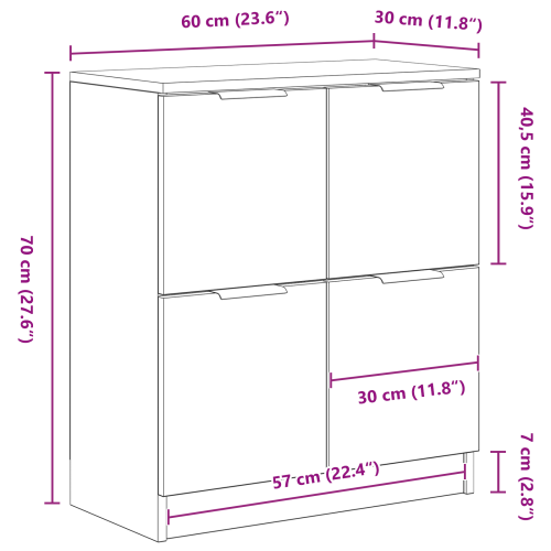 Служебен шкаф Черния дъб 60 x 30 x 70 см Инженерно дърво